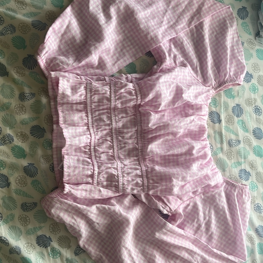 Target 🎯 art class NWOT light pink ruffled long sleeves blouse lid Large 10/12